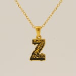 Gold color / 1 Piece Classic Bark Grain Unique Letter Z Stainless Steel  Gold Color Unisex Pendant Necklaces Picture26